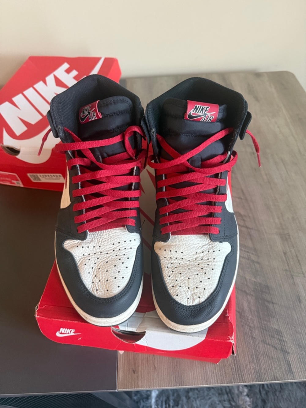 Nike High Top Sneakers in Black, White & Red